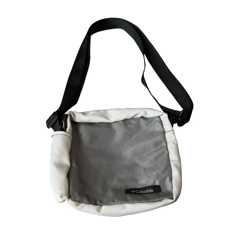 Columbia Crossbody Messenger Bag Grey White Nylon Small Travel Shoulder Bag OS